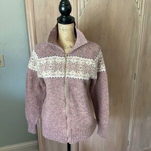 Vintage Scottish Wool Fair Isle Zip Up Sweater